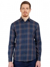 Camisa Manga Longa Aramis Slim Sarja Xadrez Caqui
