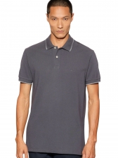 Camiseta Masculina Polo Básica Preta Aramis Regular Frisos - Grafite