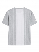 Camiseta Masculina PlusSize Aleatory Listrada Regular Original - Cinza
