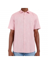 Camisa Manga Curta Regular Flame Liso - Coral