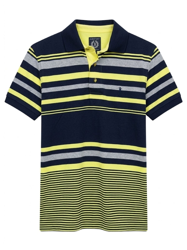 Camiseta Polo Aleatory Listrada Masculino Original - Amarelo