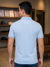 Camiseta Polo Tommy Hilfiger Pique Regular Listrada Thflex - Azul Vessel