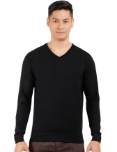Suéter Aramis Tricot Manga Longa Gola V - Preto