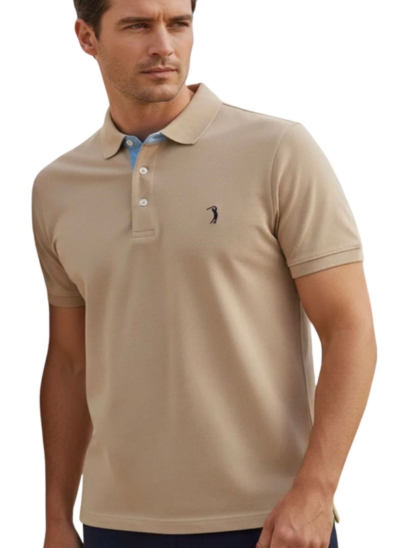 Camisa Polo Malha Lisa Aleatory Original - Bege