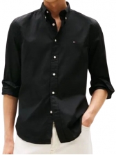 Camisa Manga Longa Tommy Hilfiger Thflex Regular Fit - Preto