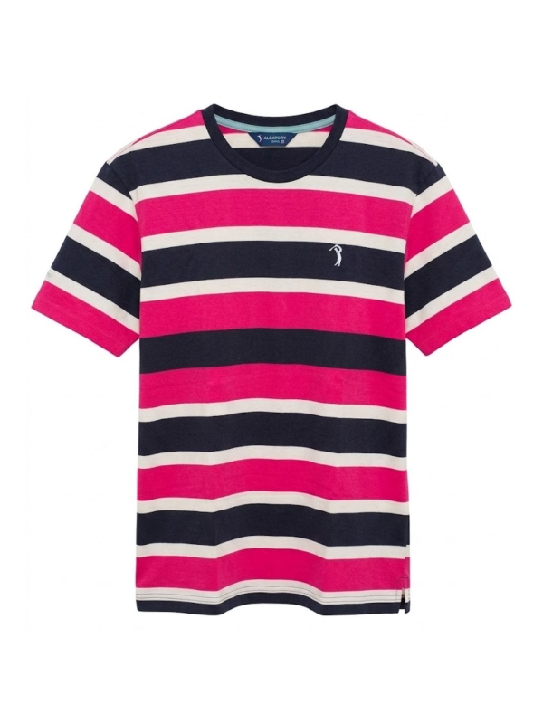 Camiseta Masculina Listrada Aleatory Regular Original - Rosa