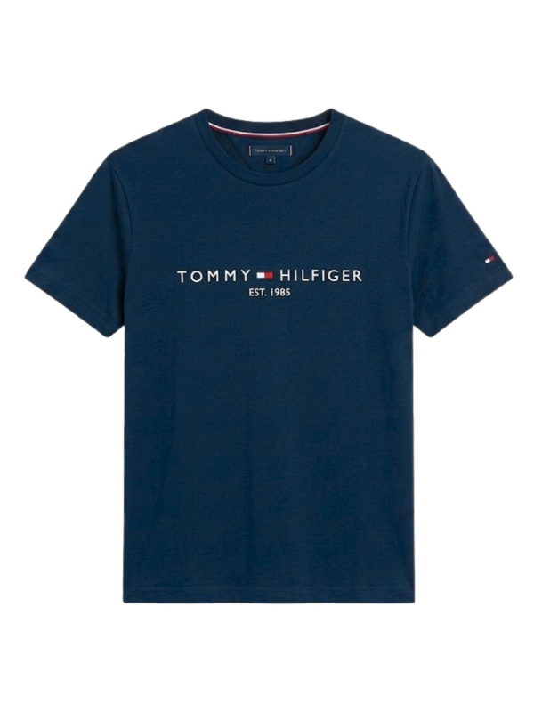 Camiseta Masculina Basica Logo Bordada Tommy Hilfiger Original - Marinho