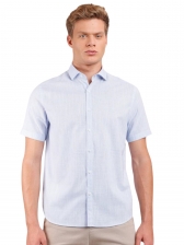 Camisa Manga Curta Regular Flame Liso - Azul Celeste