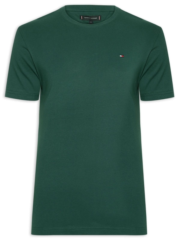Camiseta Tommy Hilfiger Básica Masculina Gola Careca - Verde Escuro