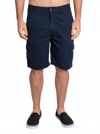 Bermuda Masculina Aleatory Sarja Lisa Cargo Casual Marinho