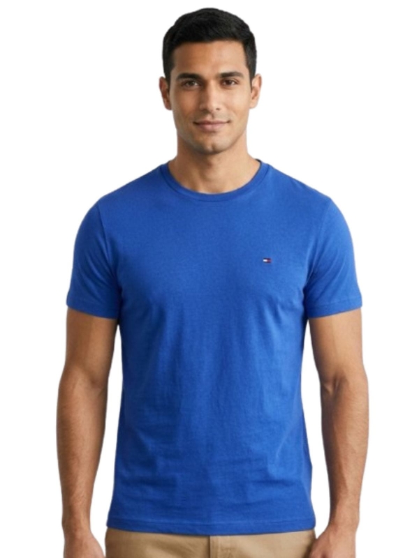 Camiseta Tommy Hilfiger Básica Masculina Gola Careca - Azul Bic
