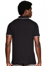 Camiseta Masculina Polo Básica Preta Aramis Regular Frisos - Preto