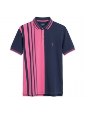 Camiseta Masculina Polo Aleatory Listrada Original - Rosa