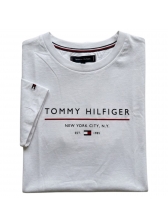 Camiseta Masculina Tommy Hilfiger Estampada Original - Branco