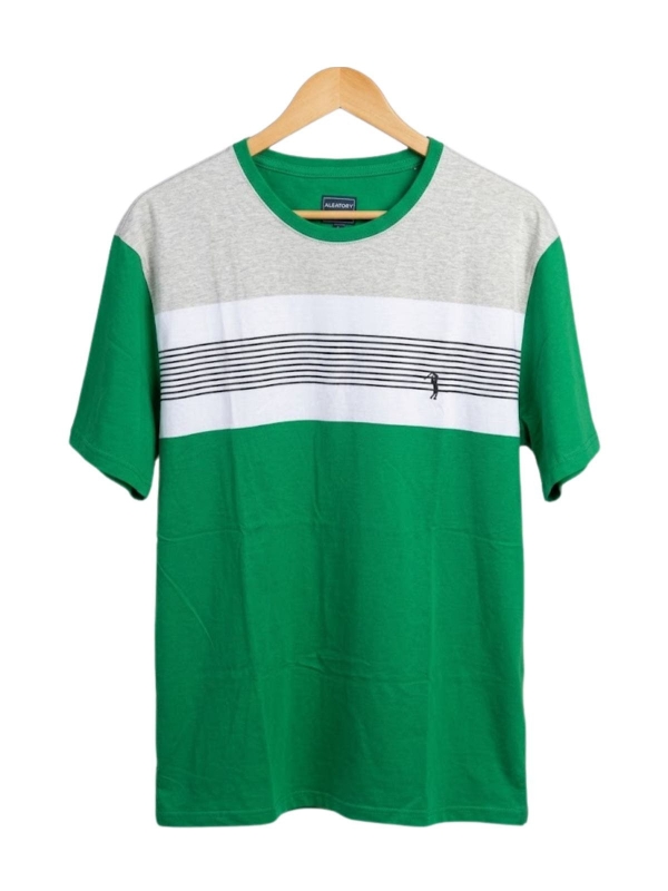 Camiseta Masculina Listrada Aleatory Original - Verde Claro