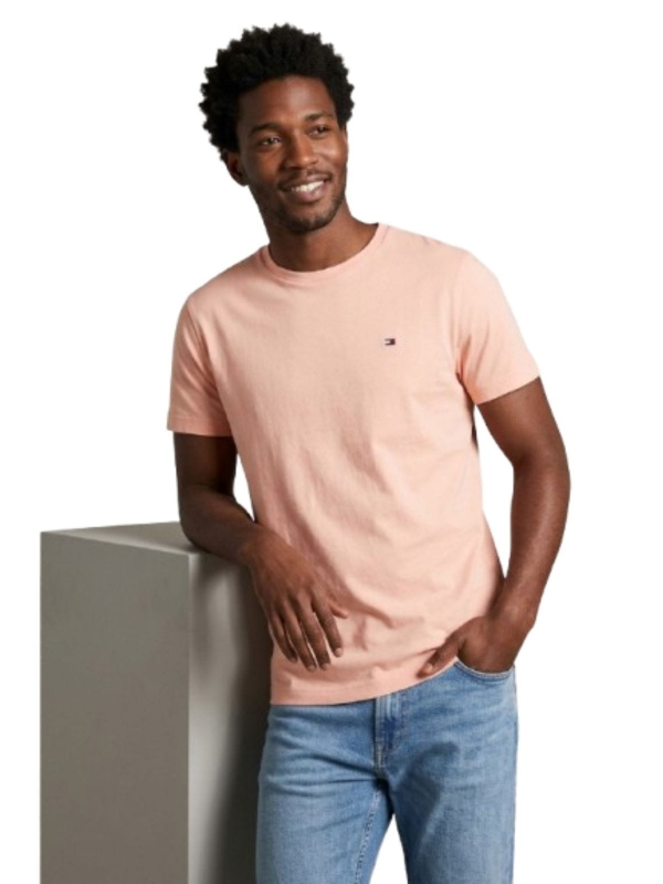 Camiseta Tommy Hilfiger Básica Masculina Gola Careca - Salmão