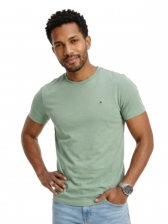 Camiseta Tommy Hilfiger Básica Masculina Gola Careca - Verde Menta