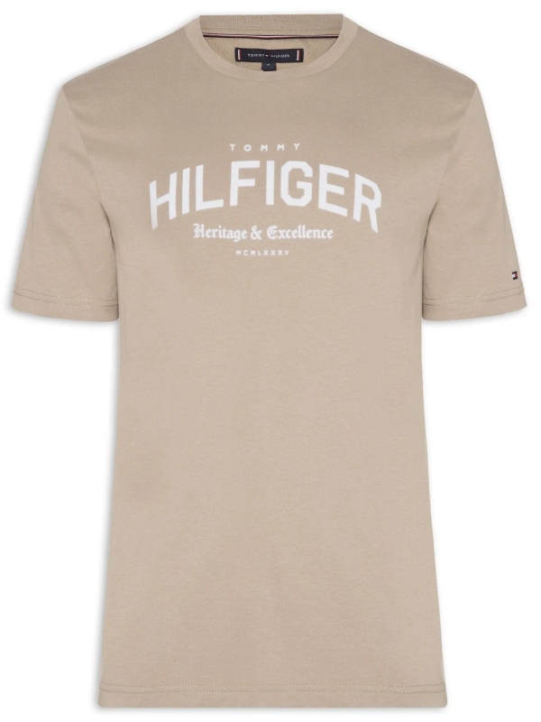 Camiseta Tommy Hilfiger Estampada Arch Tee - Bege