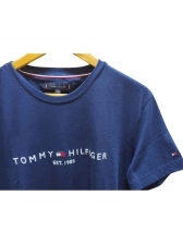 Camiseta Masculina Basica Logo Bordada Tommy Hilfiger Original - Marinho