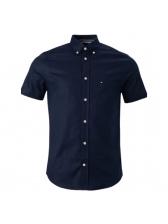 Camisa Oxford Light Manga Curta Tommy Hilfiger Original - Marinho