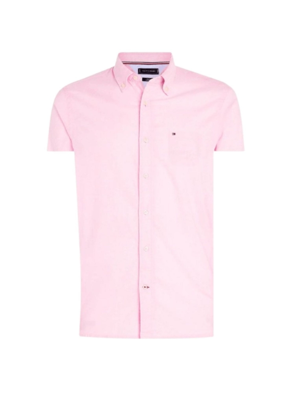 Camisa Oxford Light Manga Curta Tommy Hilfiger Original - Rosa