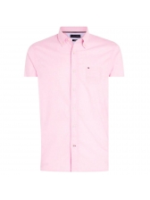 Camisa Oxford Light Manga Curta Tommy Hilfiger Original - Rosa