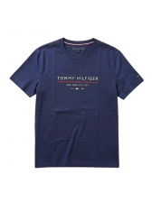 Camiseta Masculina Tommy Hilfiger Estampada Original - Azul Escuro
