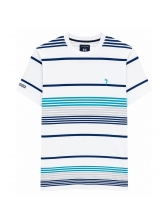 Camiseta Masculina Listrada Aleatory Regular Original - Branco