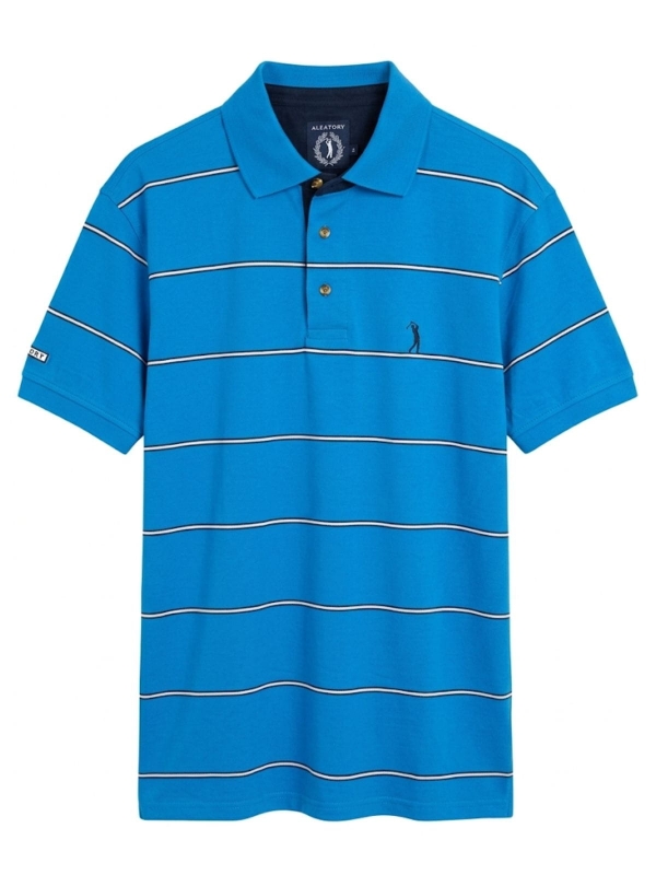 Camiseta Aleatory Polo Listrada Masculino Original - Azul