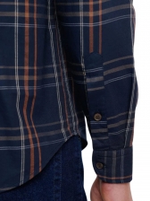 Camisa Manga Longa Aramis Slim Sarja Xadrez Caqui
