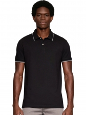 Camiseta Masculina Polo Básica Preta Aramis Regular Frisos - Preto