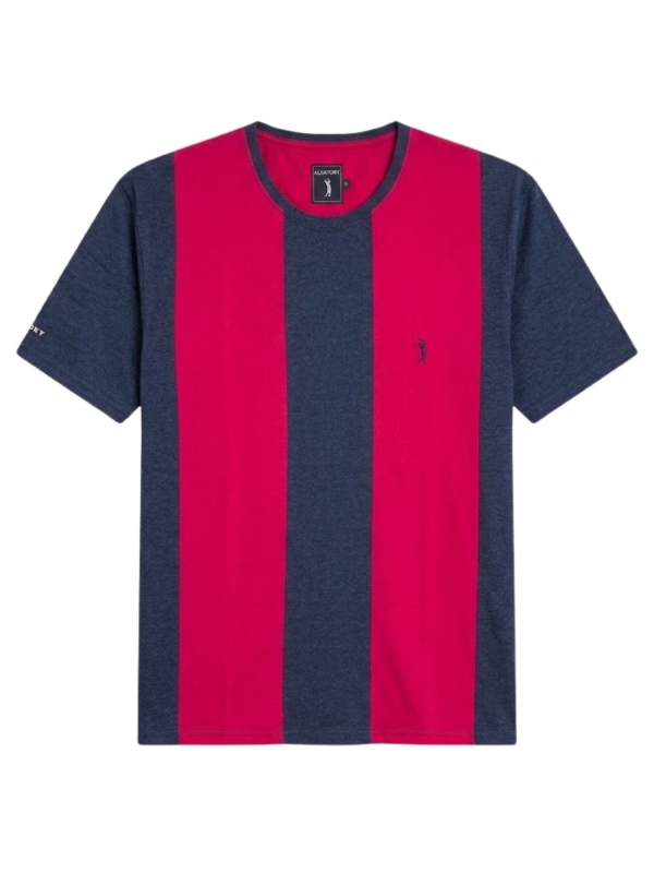 Camiseta Masculina PlusSize Aleatory Listrada Regular Original - Vermelho