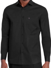 Camisa Manga Longa Aramis Regular Tricoline Com Bolso - Preto