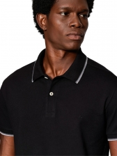 Camiseta Masculina Polo Básica Preta Aramis Regular Frisos - Preto
