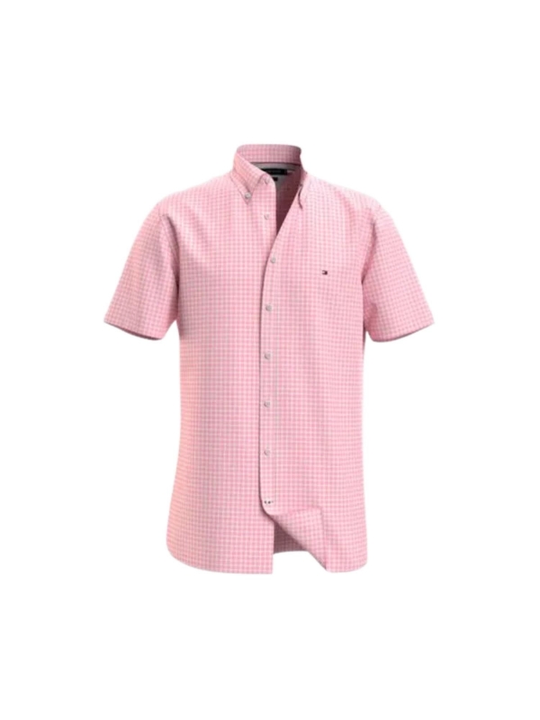 Camisa Manga Curta Tommy Hilfiger Regular Fit Xadrez - Rosa