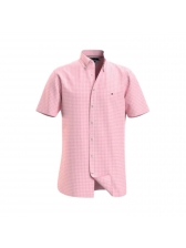 Camisa Manga Curta Tommy Hilfiger Regular Fit Xadrez - Rosa