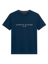 Camiseta Masculina Basica Logo Bordada Tommy Hilfiger Original - Marinho