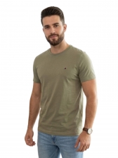 Camiseta Tommy Hilfiger Básica Masculina Gola Careca - Caqui