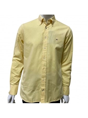 Camisa Manga Longa Tommy Hilfiger Custom Fit Amarela Original