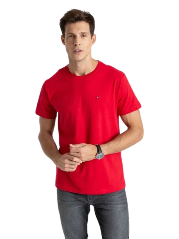 Camiseta Tommy Hilfiger Básica Masculina Gola Careca - Vermelho