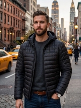 Jaqueta Puffer OGOCHI Capuz Removivel Original Masculino - Preto