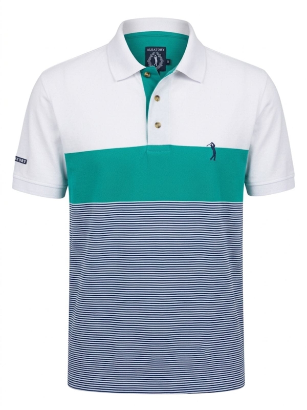 Camiseta Aleatory Polo Listrada Masculino Original - Verde