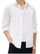 Camisa Manga Longa Tommy Hilfiger Thflex Regular Fit - Branca