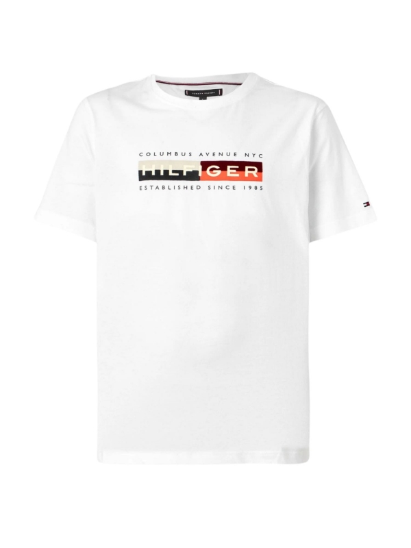Camiseta Tommy Hilfiger Estampada Blocos de cores - Branca