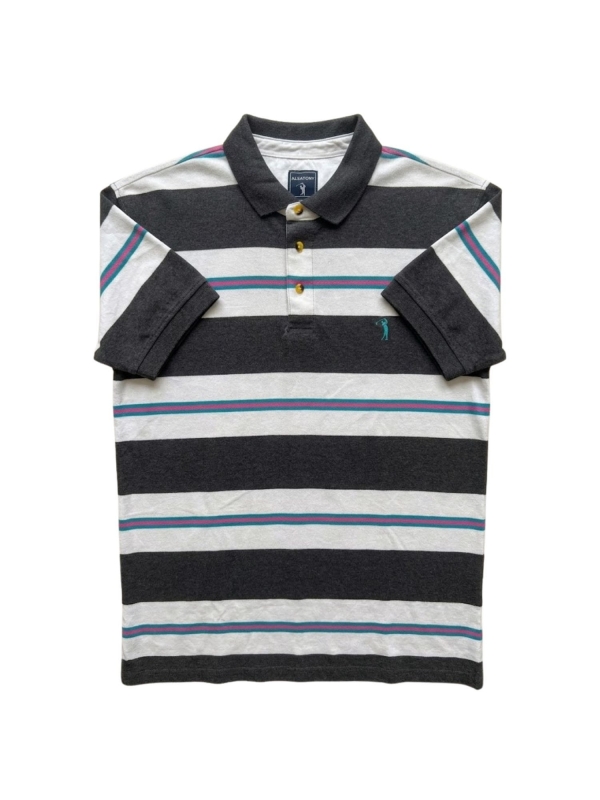 Camiseta Masculina Polo Aleatory Listrada Original - Cinza