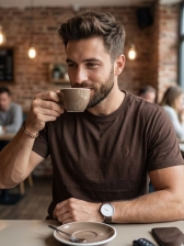 Camiseta Aleatory Lisa Algodao Peruano Original - Marrom Cafe