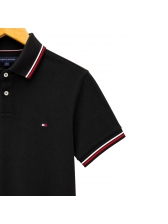 Camiseta Masculina Polo Diferenciada Tommy Hilfiger Original - Preto