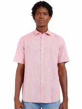 Camisa Manga Curta Regular Flame Liso - Coral