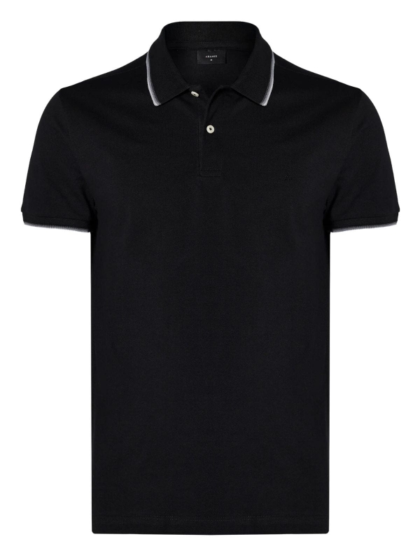 Camiseta Masculina Polo Básica Preta Aramis Regular Frisos - Preto