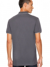 Camiseta Masculina Polo Básica Preta Aramis Regular Frisos - Grafite